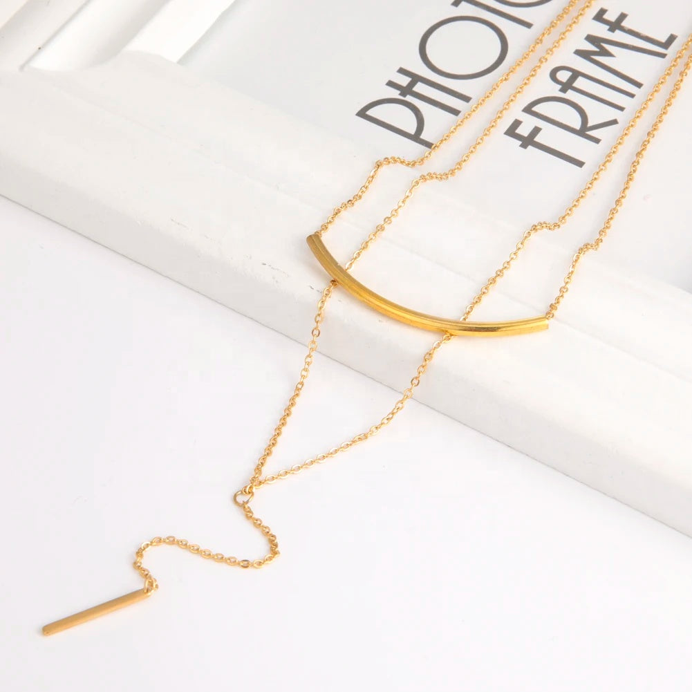 Double Layer Geometric Pendant Necklace