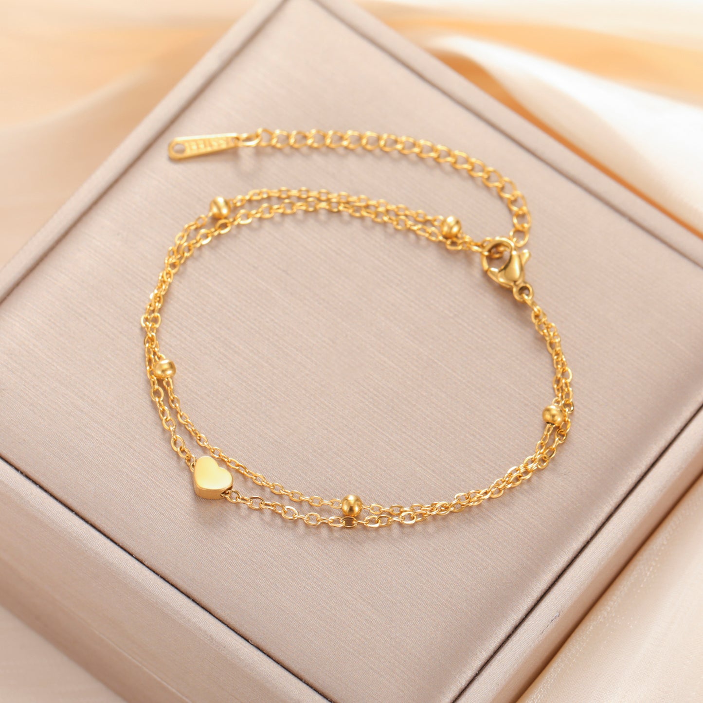 Beaded Heart Layered Bracelet