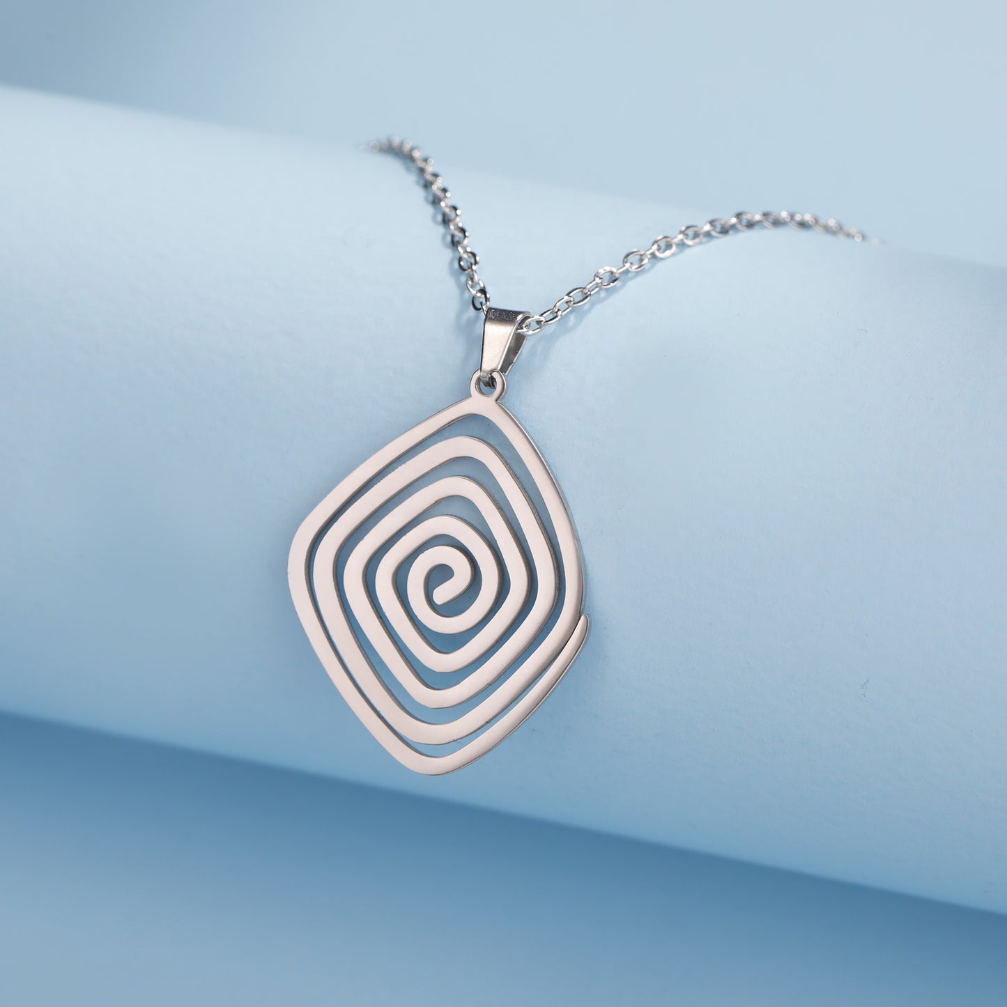 Geometric Spiral Swirl Necklace