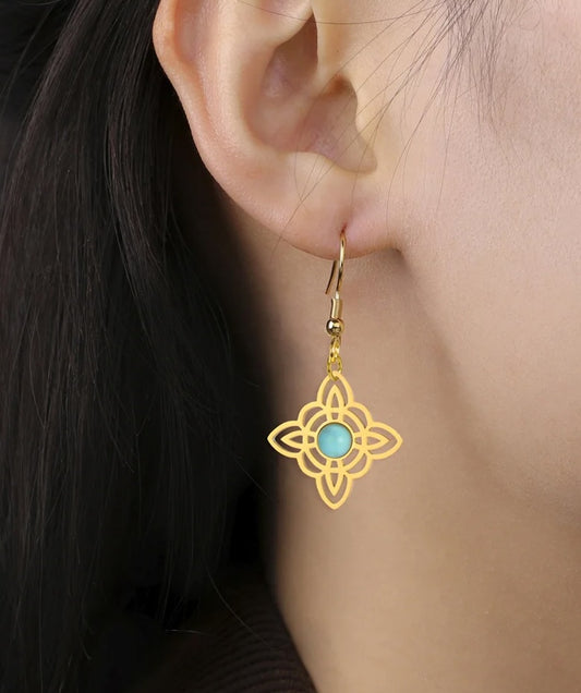 Celtic Knot Turquoise Amazonite Drop Earrings