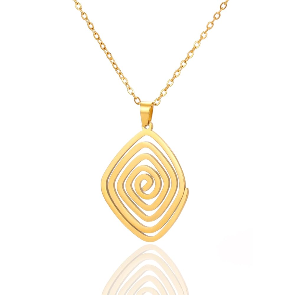 Geometric Spiral Swirl Necklace