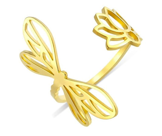 Lotus and Dragonfly Ring