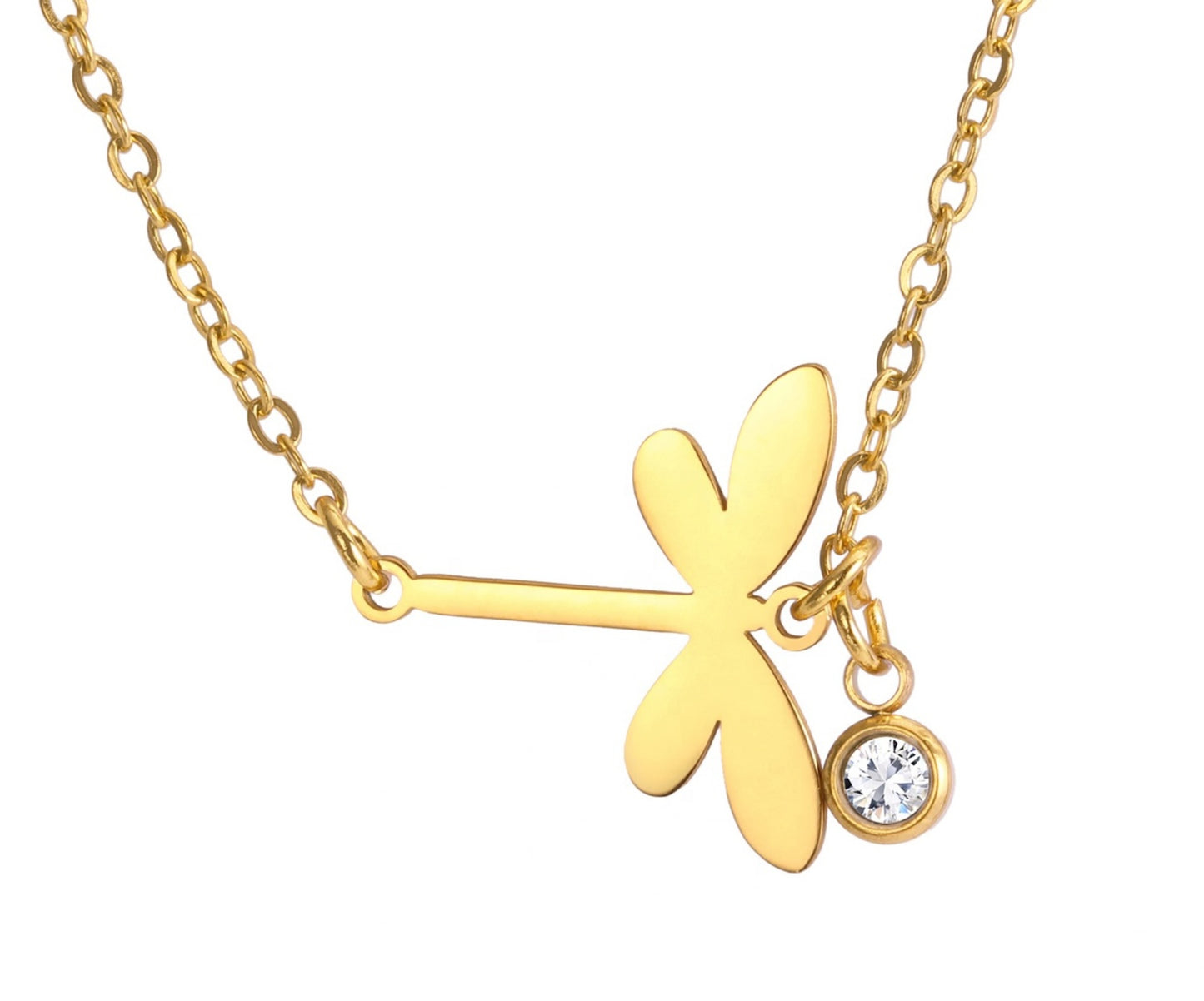 Crystal Drop Dragonfly Pendant Necklace