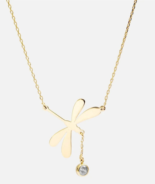 Crystal Drop Dragonfly Pendant Necklace