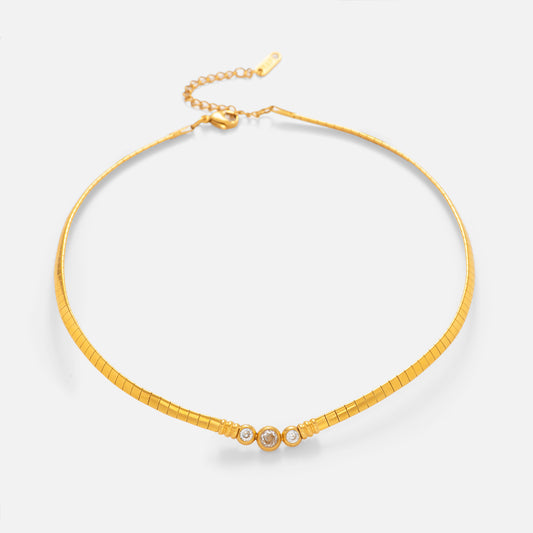 Zircon Chocker Stackable Necklace and Anklet Set