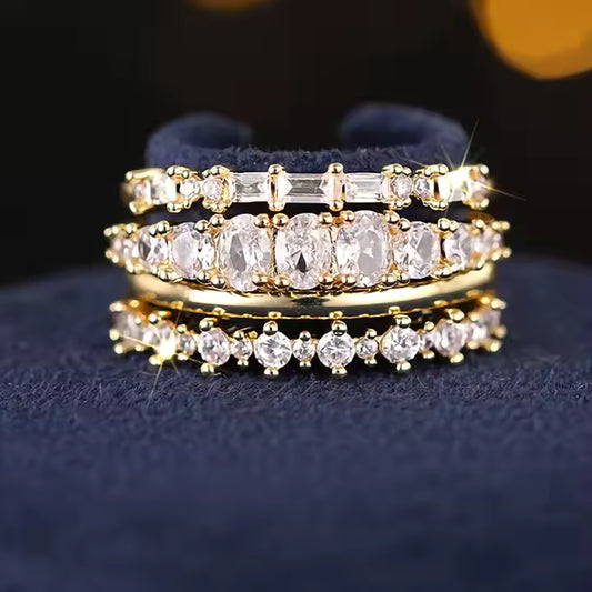 Luxury 4 Piece Zirconia Diamond Stackable Ring Set
