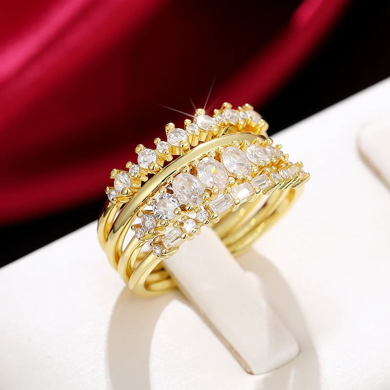 Luxury 4 Piece Zirconia Diamond Stackable Ring Set