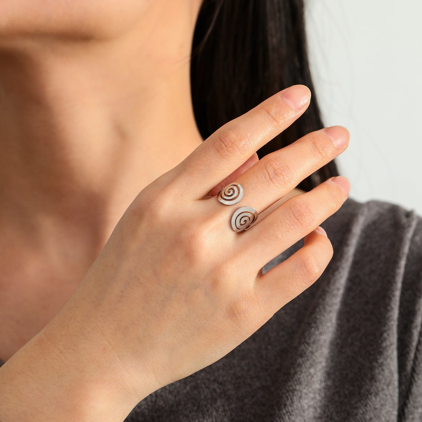 Swirl Spiral Geometric Ring