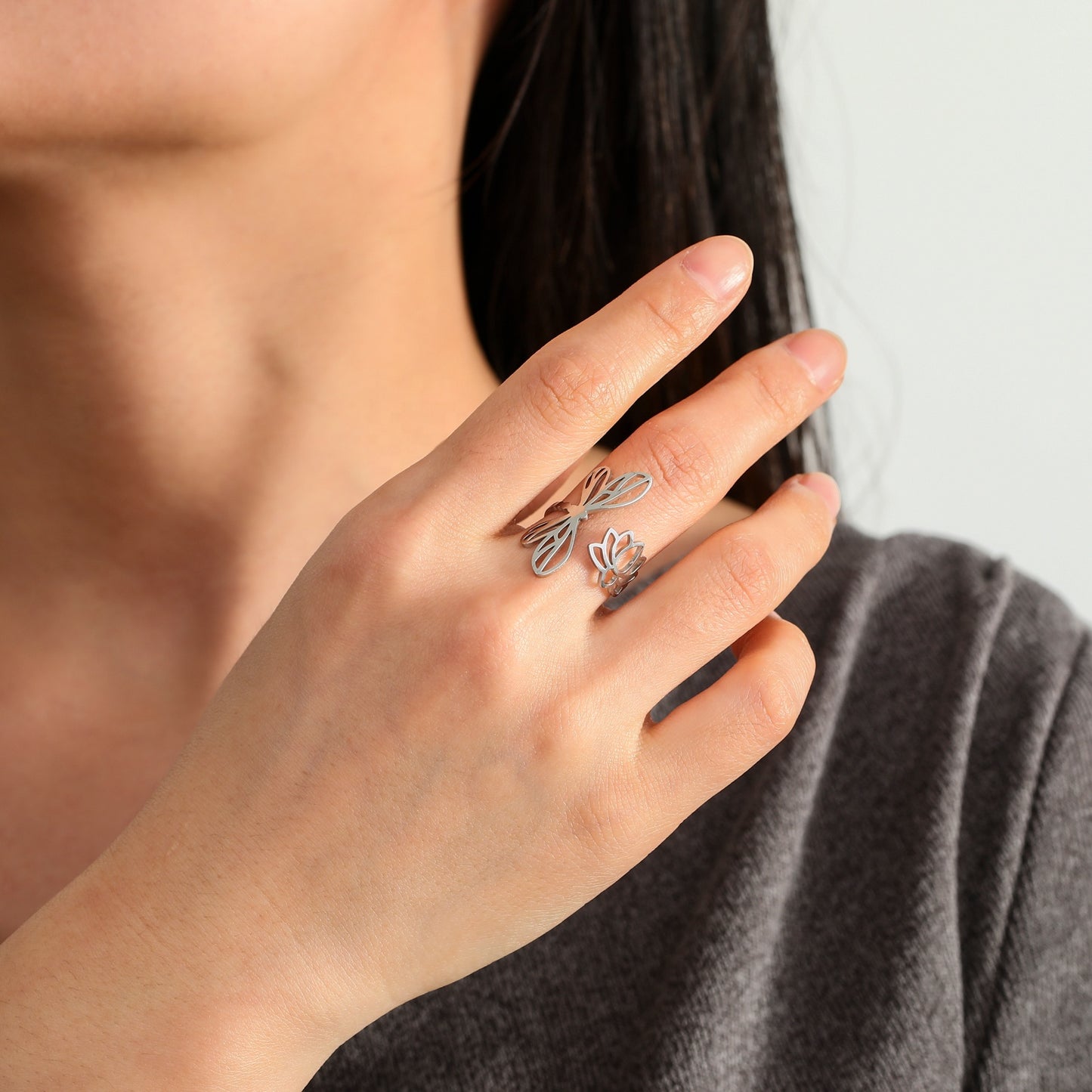 Lotus and Dragonfly Ring
