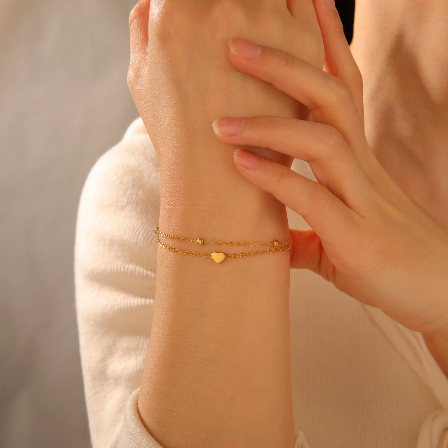 Beaded Heart Layered Bracelet