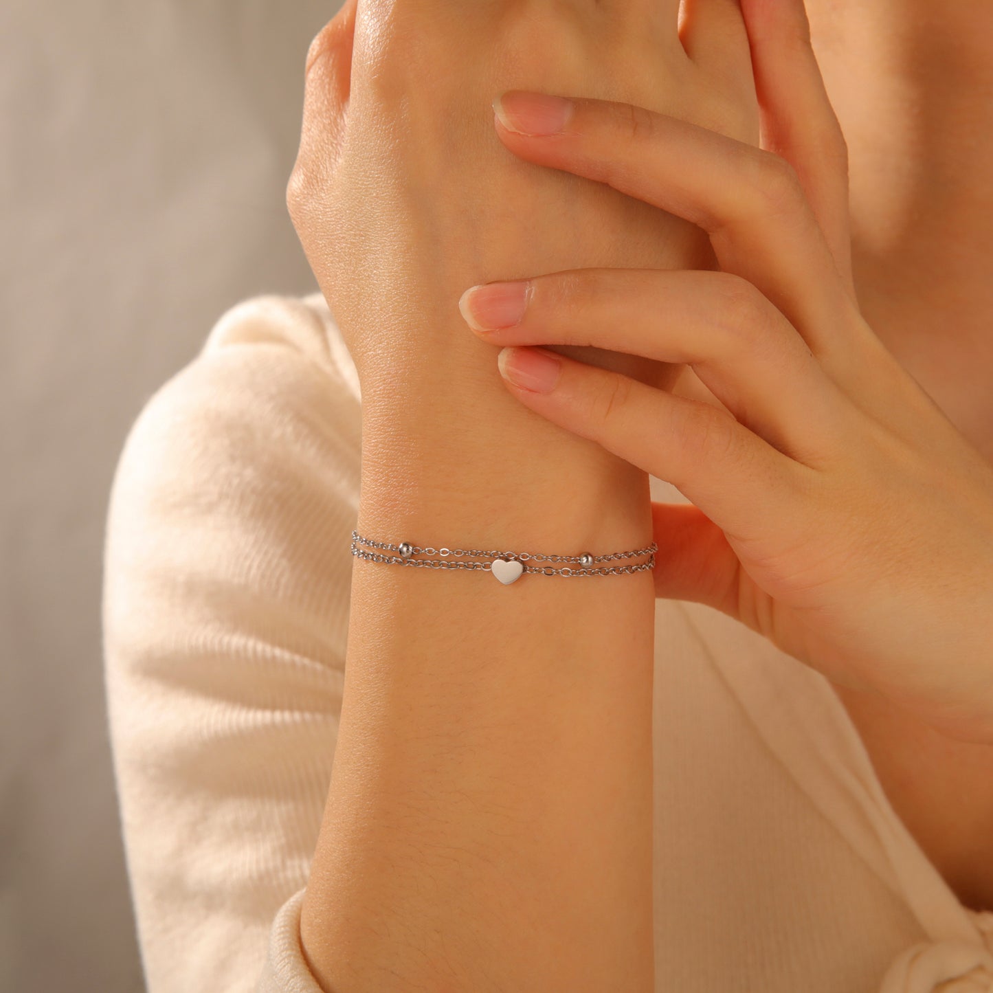 Beaded Heart Layered Bracelet