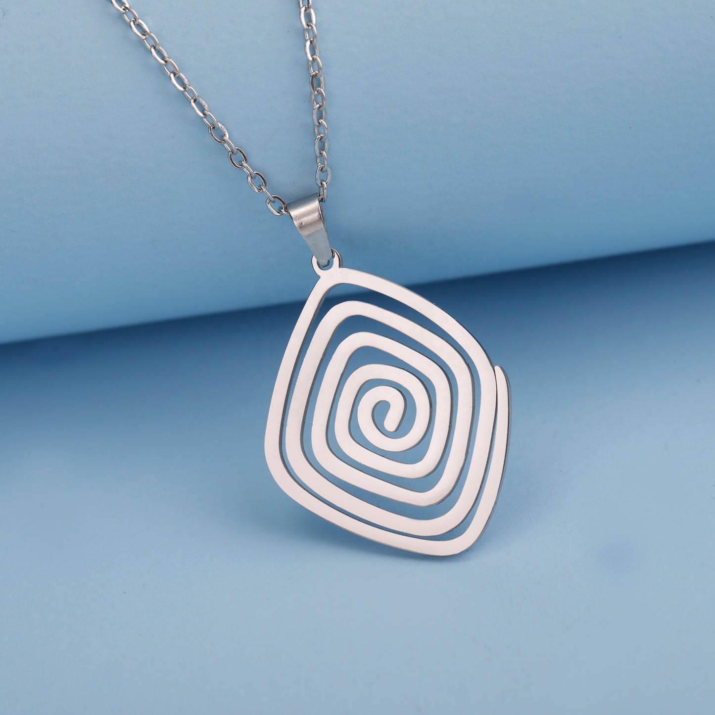 Geometric Spiral Swirl Necklace