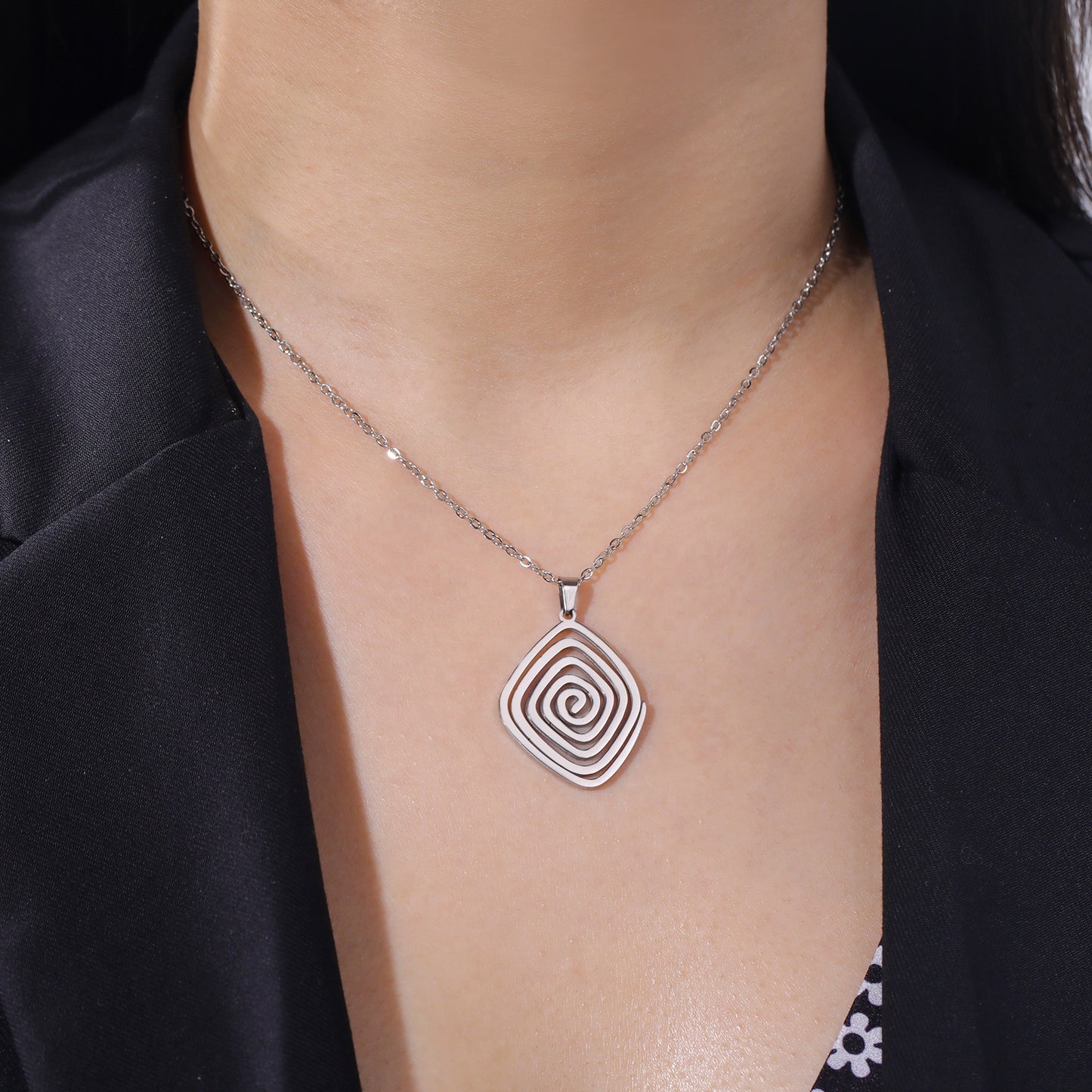 Geometric Spiral Swirl Necklace