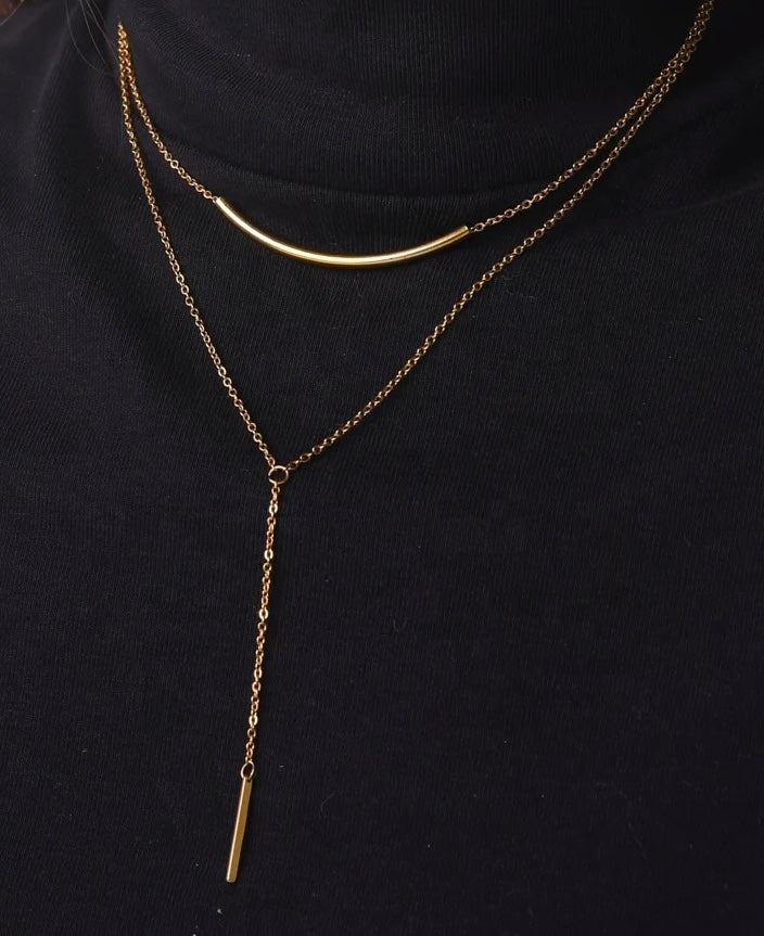 Double Layer Geometric Pendant Necklace