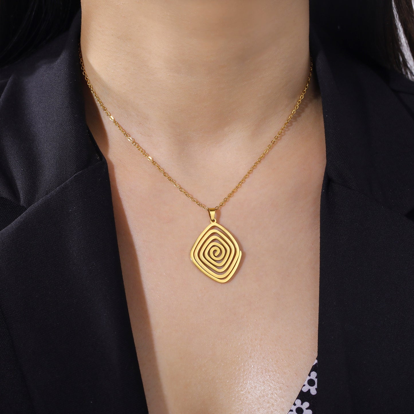 Geometric Spiral Swirl Necklace