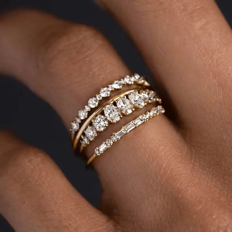 Luxury 4 Piece Zirconia Diamond Stackable Ring Set