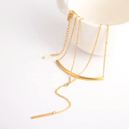 Double Layer Geometric Pendant Necklace