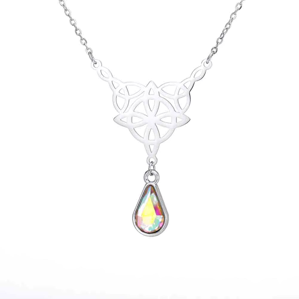 Irish Celtic Knot Crystal Drop Necklace