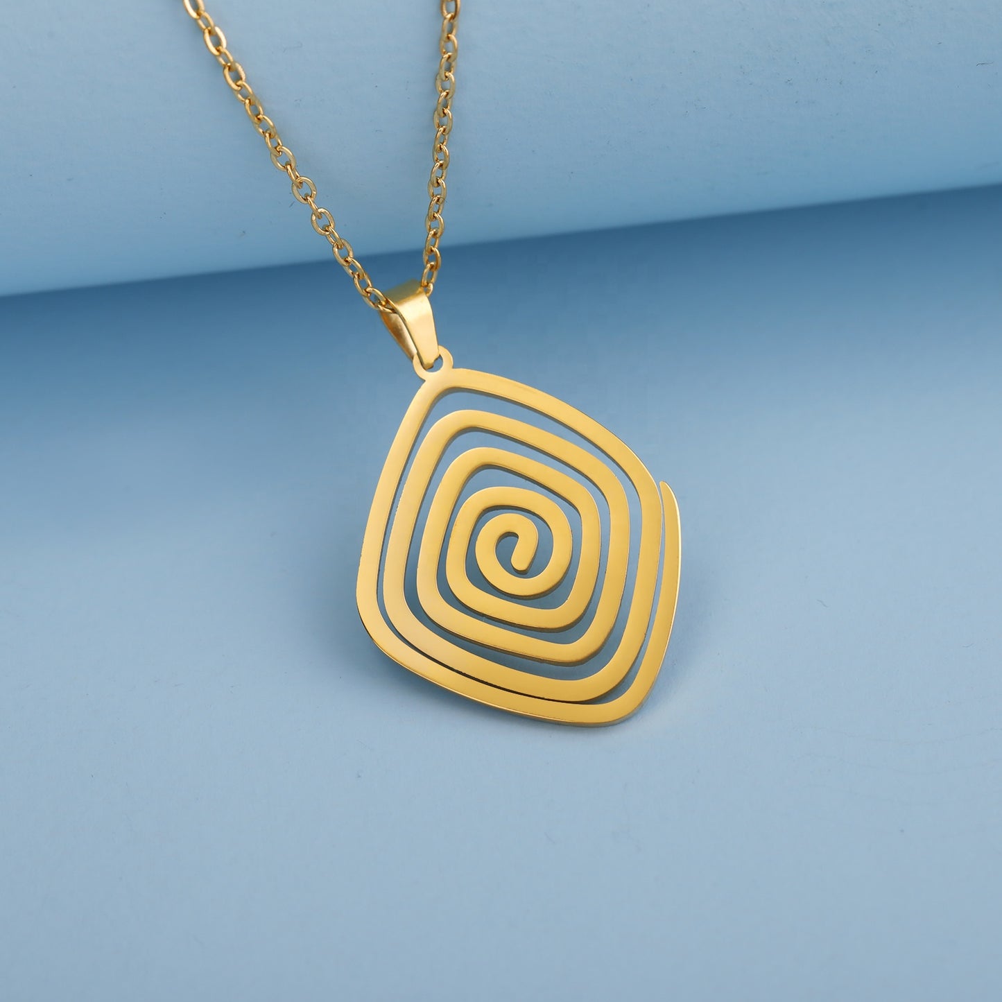 Geometric Spiral Swirl Necklace