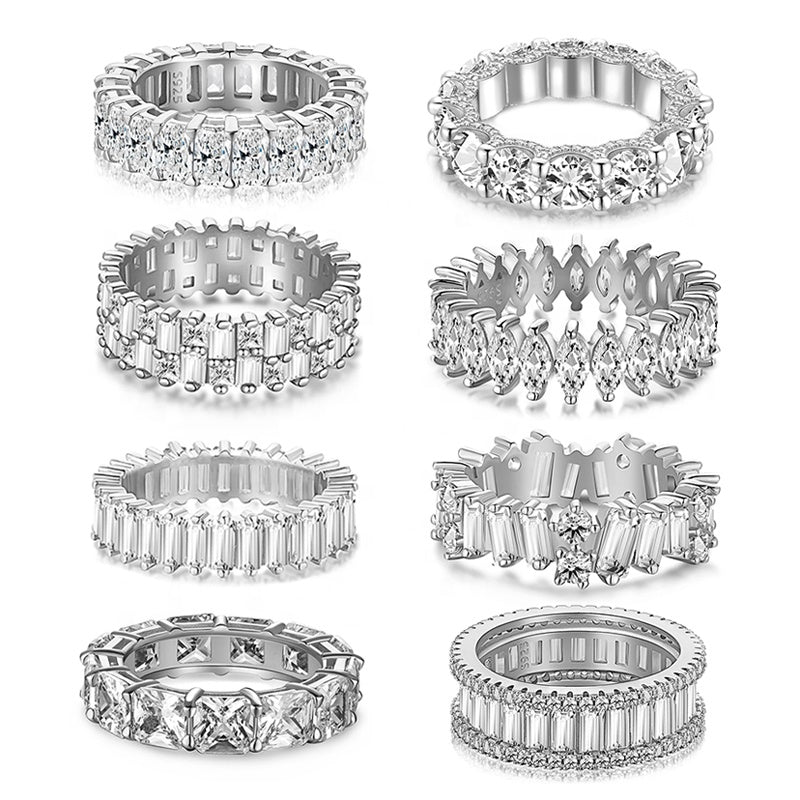 Stackable Cubic Zirconia Ring Set of 8