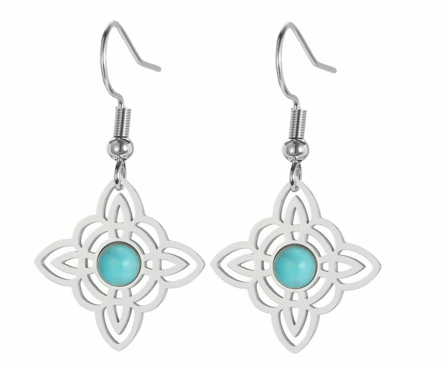 Celtic Knot Turquoise Amazonite Drop Earrings