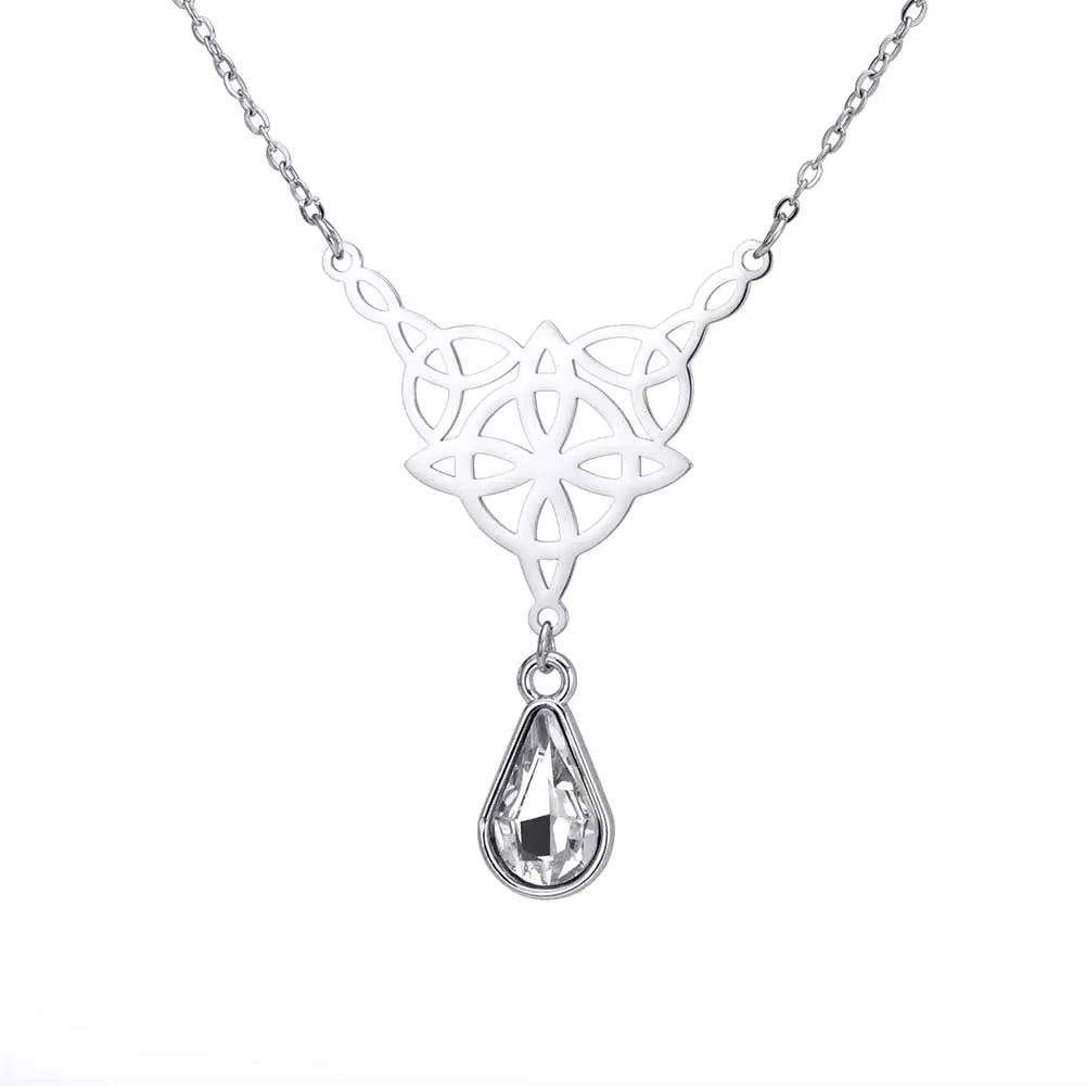Irish Celtic Knot Crystal Drop Necklace