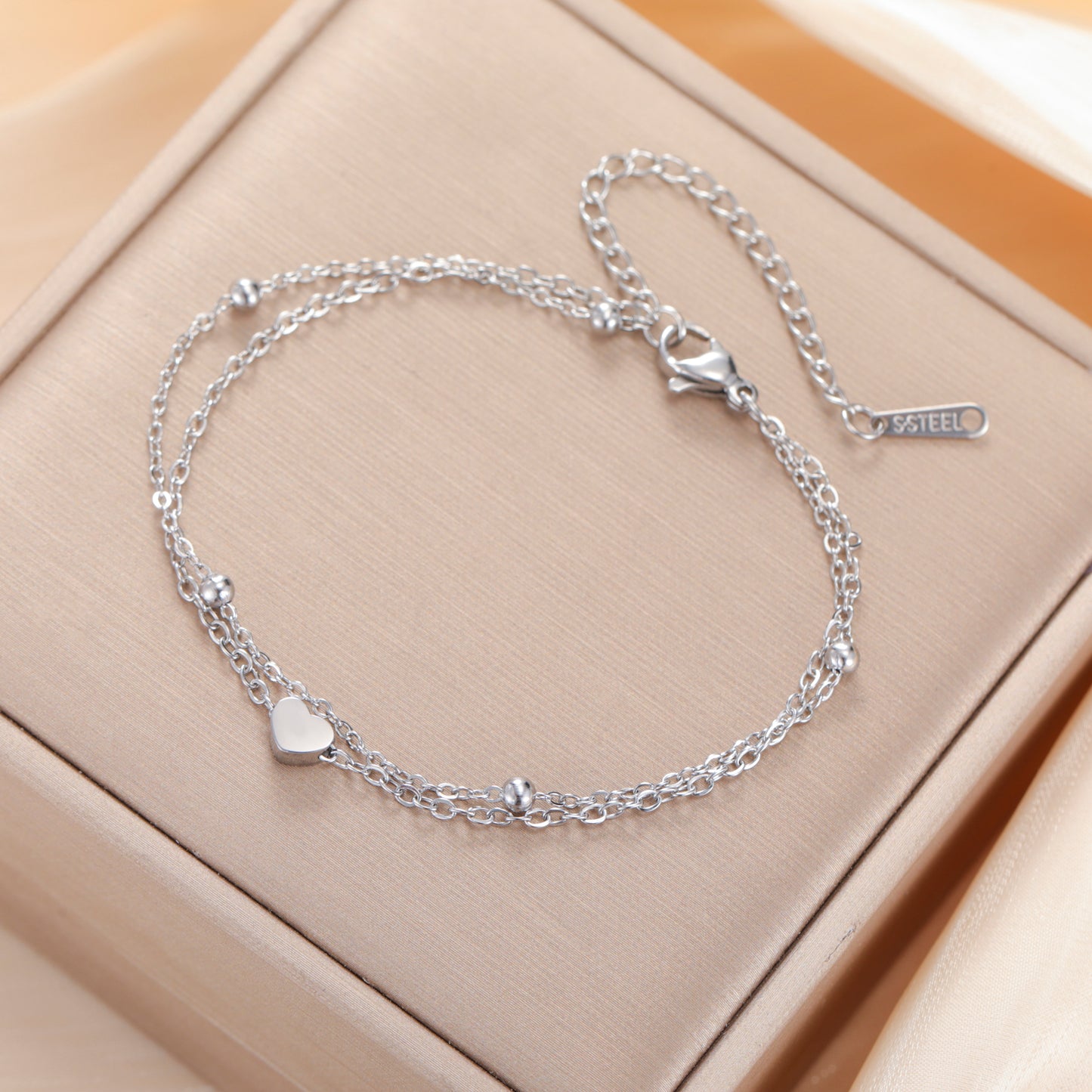 Beaded Heart Layered Bracelet