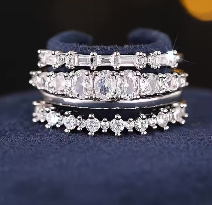 Luxury 4 Piece Zirconia Diamond Stackable Ring Set