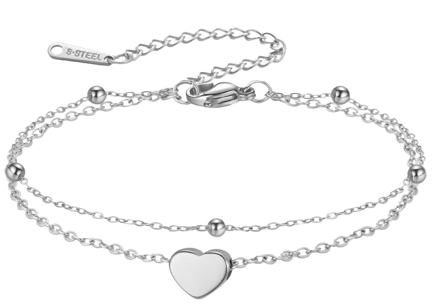 Beaded Heart Layered Bracelet