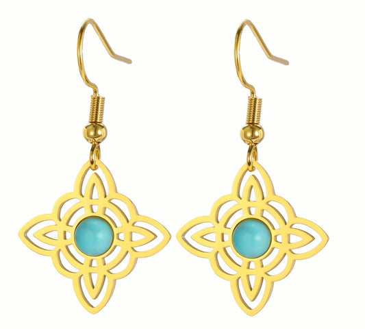 Celtic Knot Turquoise Amazonite Drop Earrings