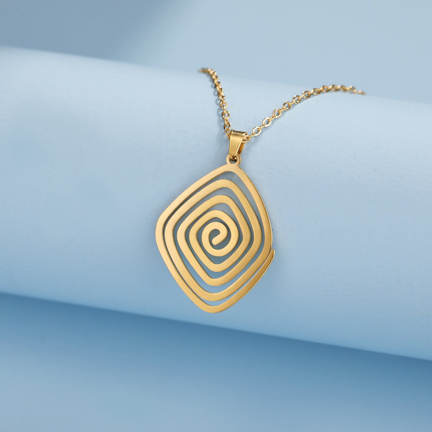 Geometric Spiral Swirl Necklace