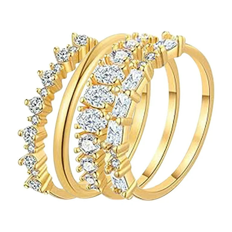 Luxury 4 Piece Zirconia Diamond Stackable Ring Set