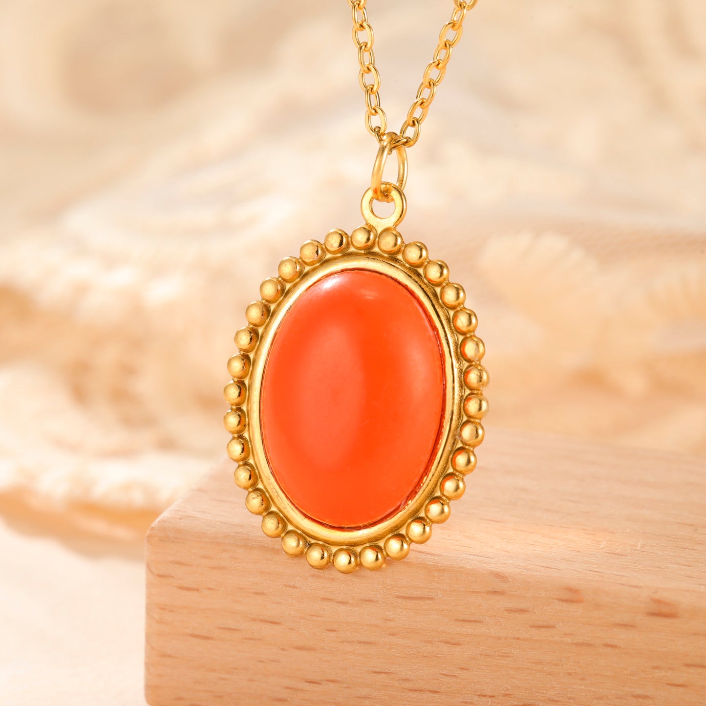 Bohemia Inlaid Gemstone Pendant Necklace.