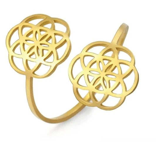 Geometric Twin Flower Ring