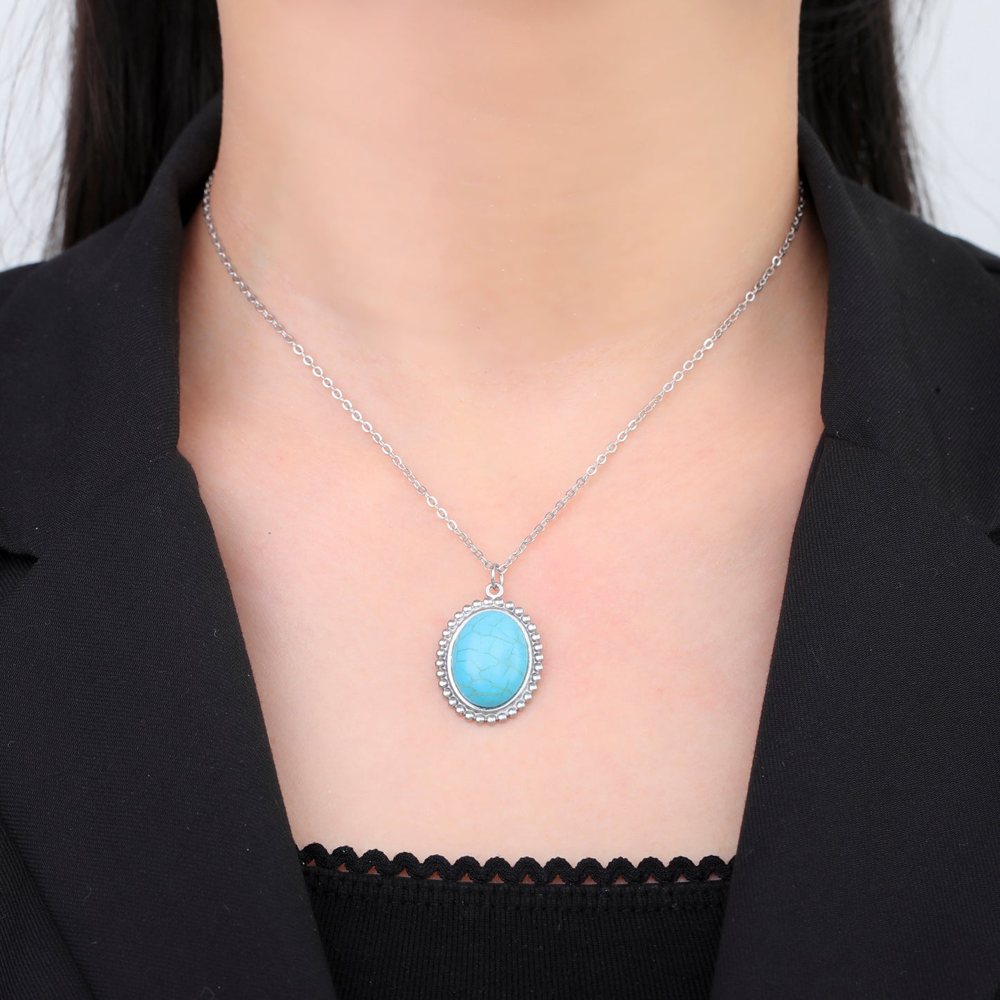 Bohemia Inlaid Gemstone Pendant Necklace.