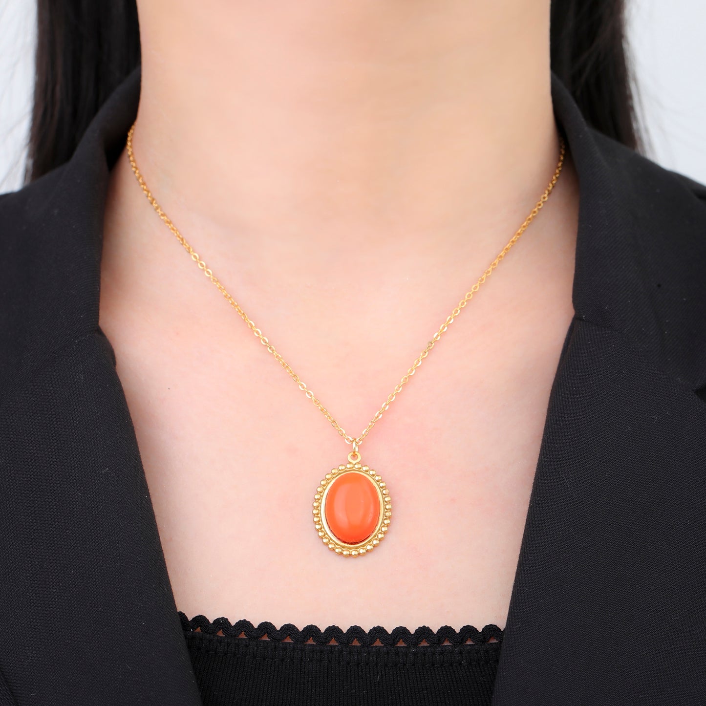 Bohemia Inlaid Gemstone Pendant Necklace.