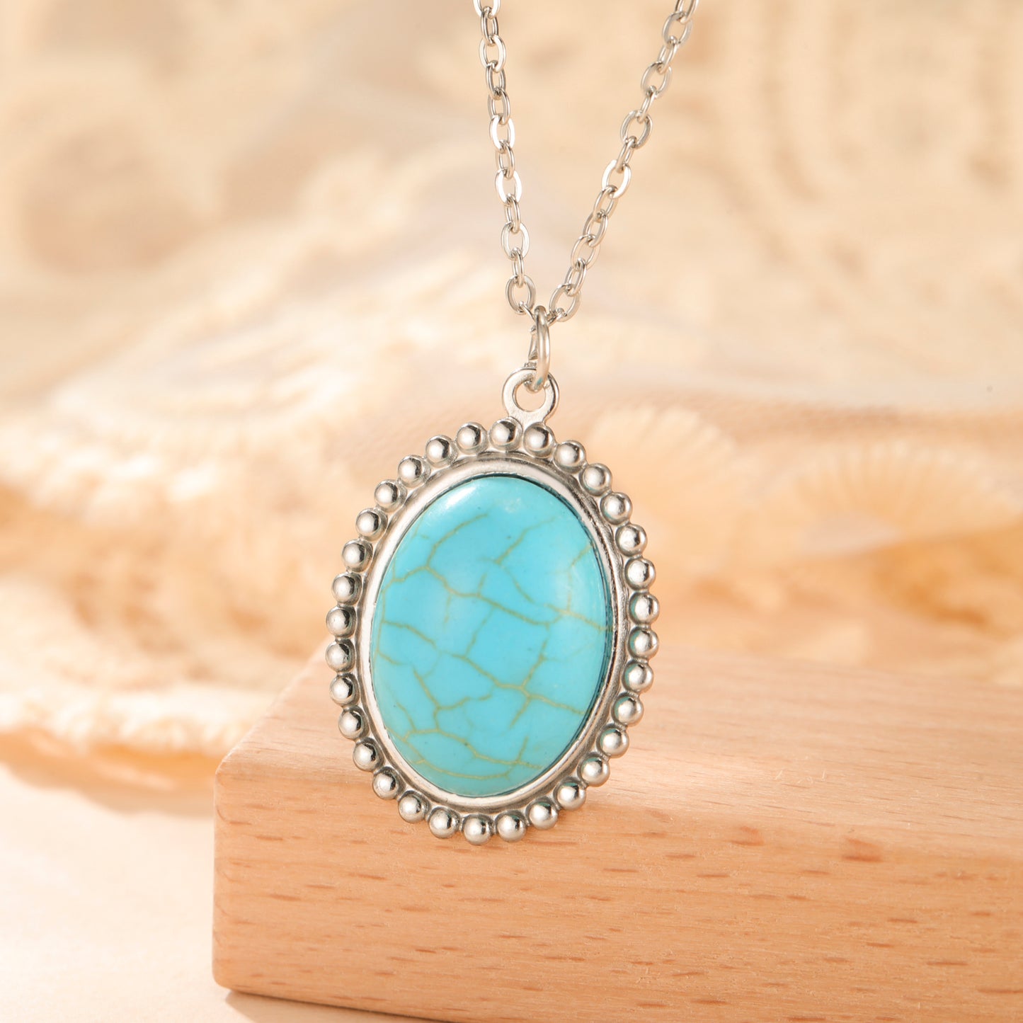 Bohemia Inlaid Gemstone Pendant Necklace.